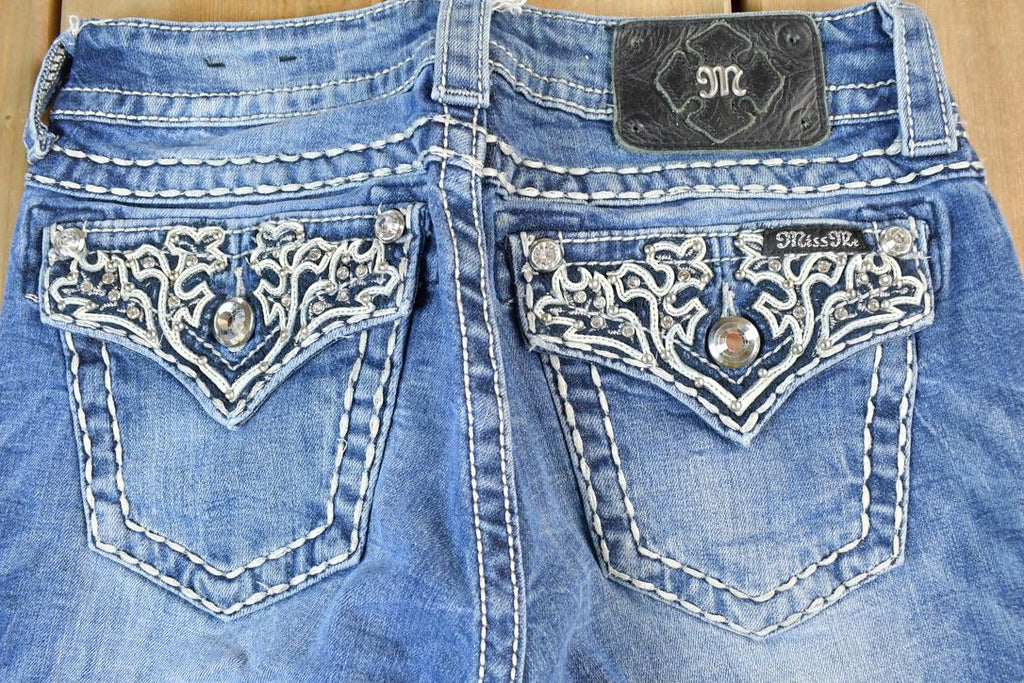 Vintage Y2K Miss Me Bedazzled Low Rise Jeans Size 27x31
