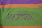 Vintage 1990s Nautica Striped Colour Block Crewneck Sweatshirt