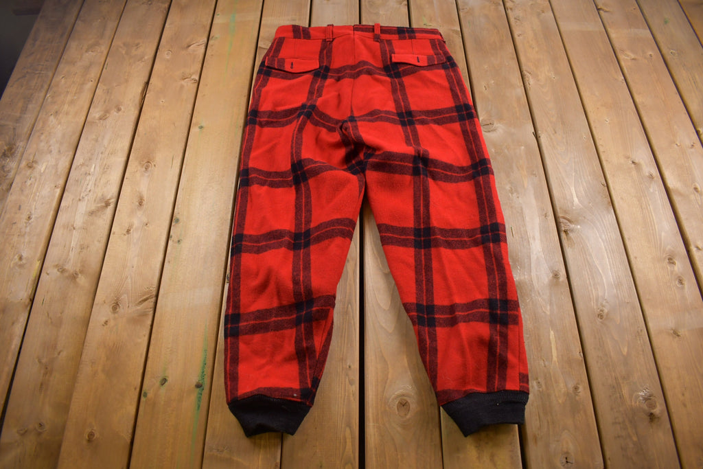 1980s Vintage Lumberjack Plaid Wool Jogger Trousers 36 x 30