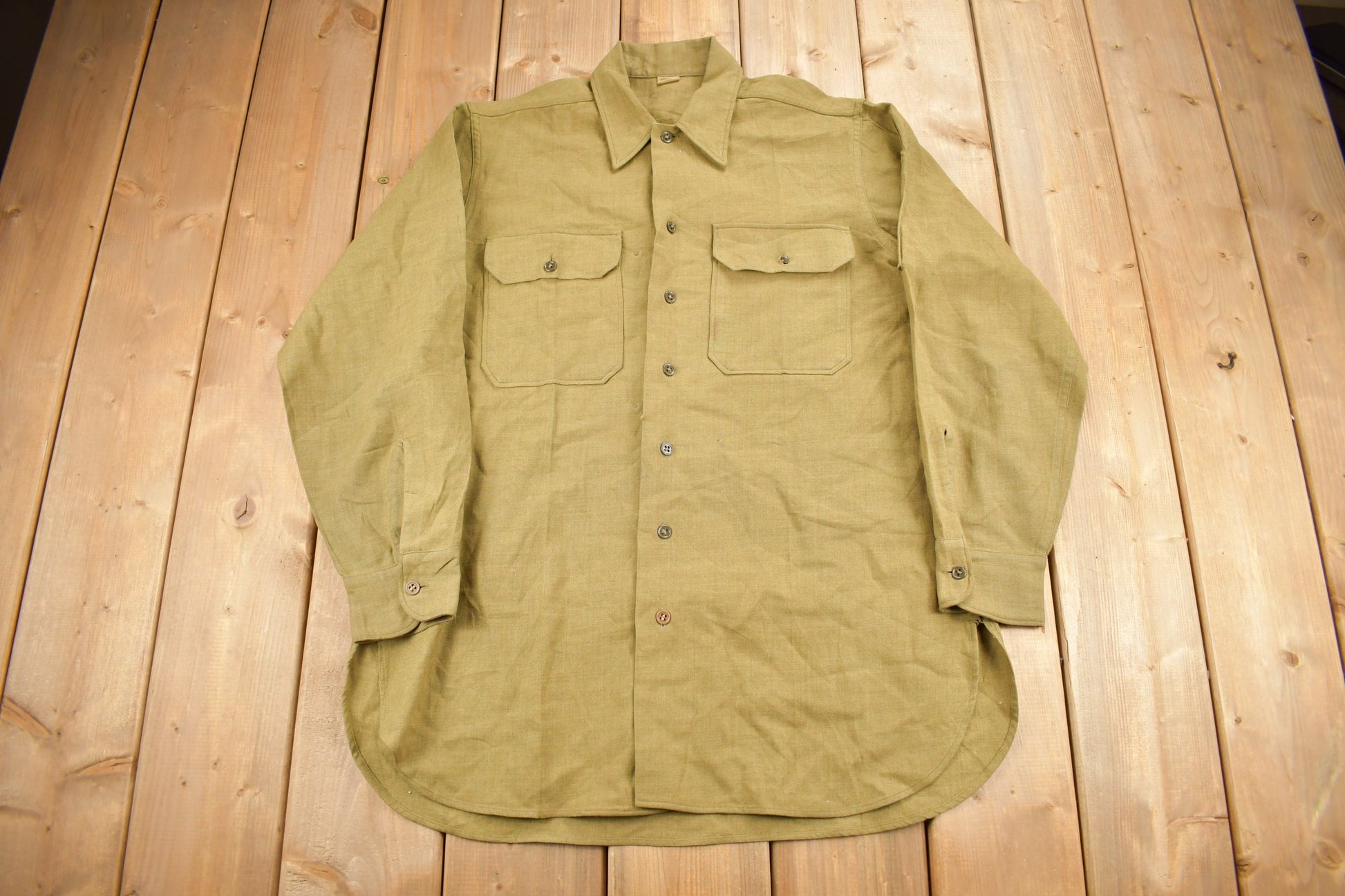 Vintage 1940s Military Button Up Shirt