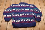 Vintage 1990s Rey Wear 100% Wool Handmade Knit Sweater