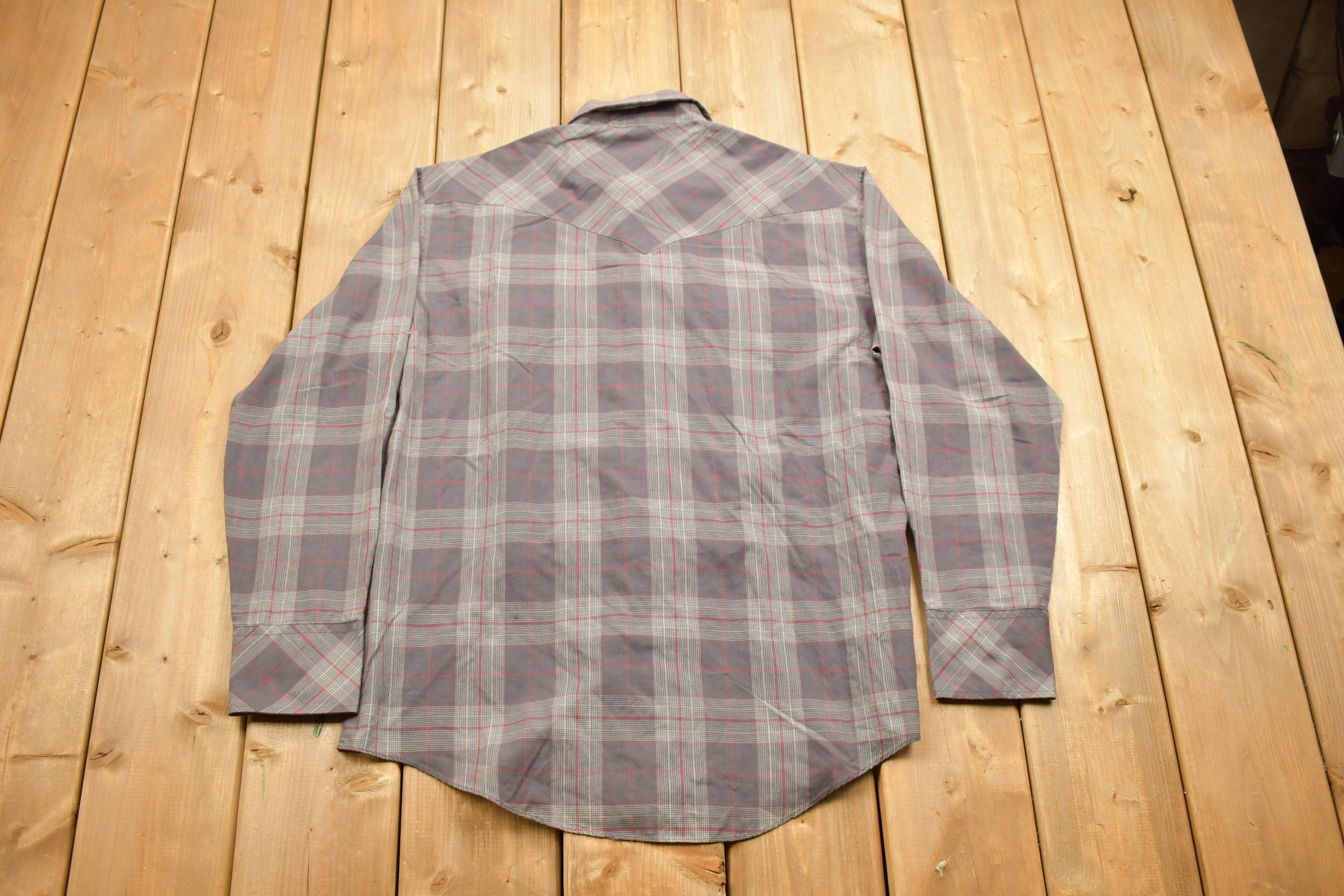 Vintage 1990s Bar B Western Wear Plaid Flannel Button Up Shirt