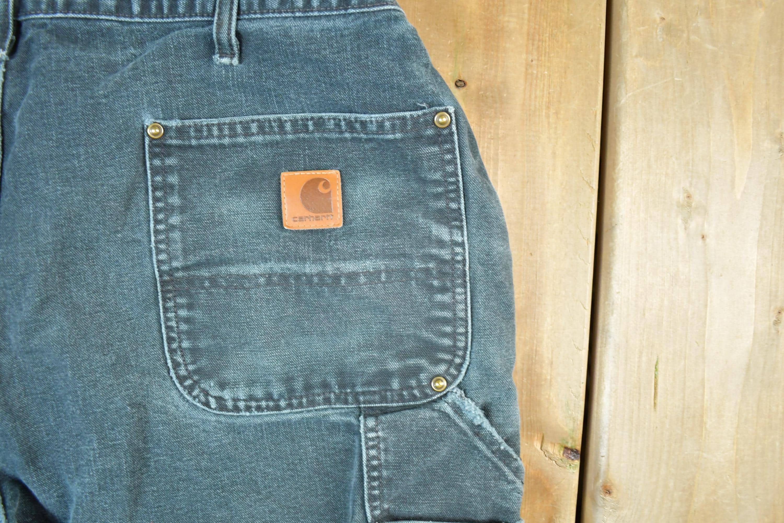 Vintage 1990s Carhartt Double Knee Denim Work Pants Size 38 x 32