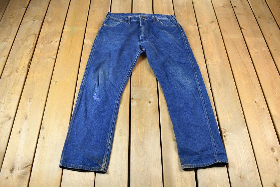 Vintage 1990s Wrangler Dark Wash Denim Jeans Size 34 x 29