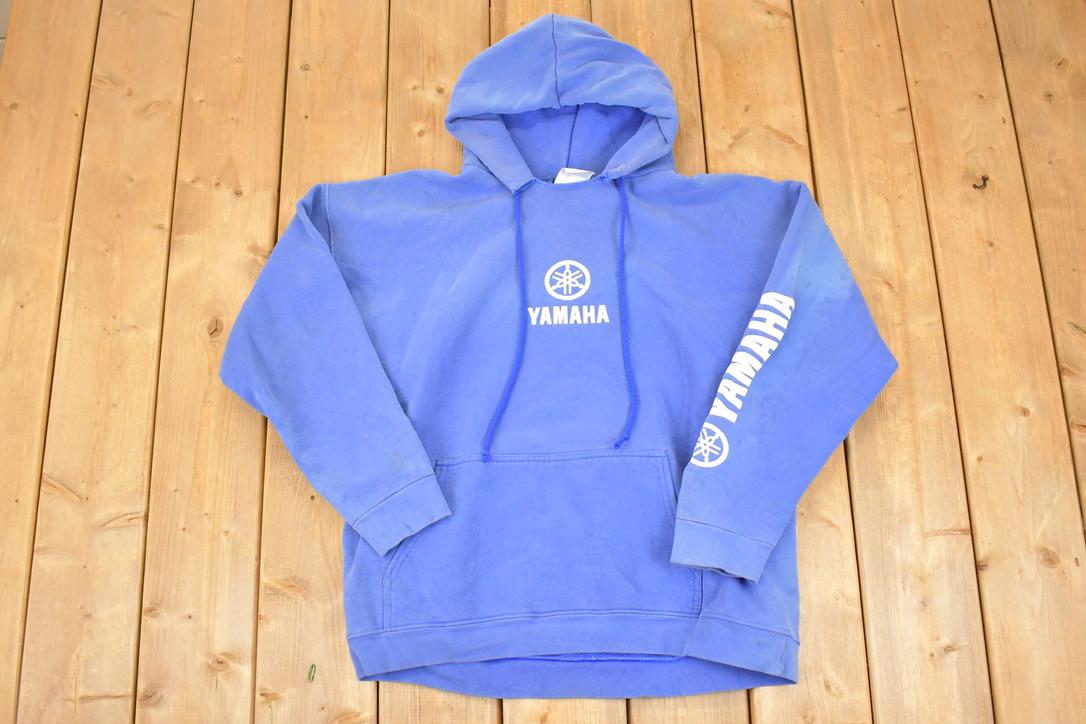 Vintage 1990s Yamaha Racing Graphic Print Hoodie Sweatshirt Mens L