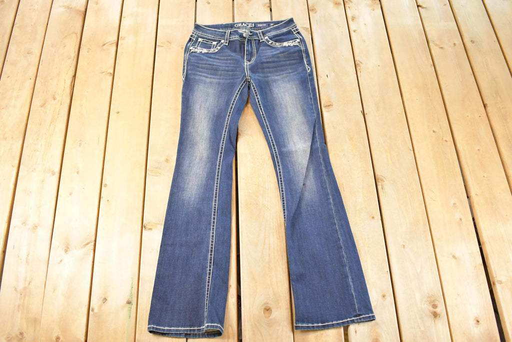 Vintage Deadstock Y2K Grace LA Bedazzled Low Rise Jeans Women's Size 27 x 32