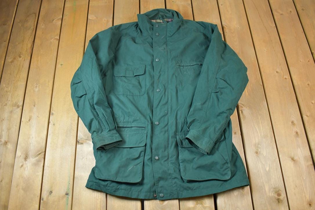 Vintage 1990s Eddie Bauer Light Plaid lined Zip Up Jacket