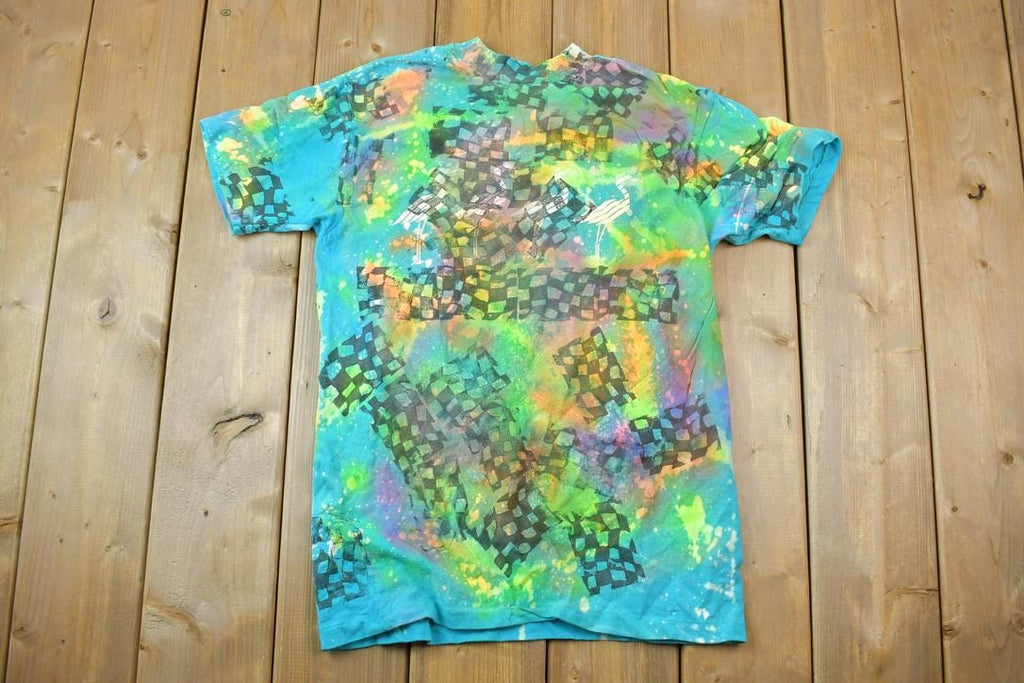 Vintage 1990s Hand Painted Crane Bird Graphic T-Shirt