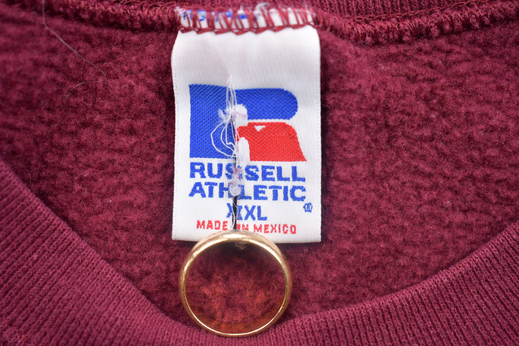 Vintage 1990s Russell Athletic Blank Maroon Crewneck Sweatshirt