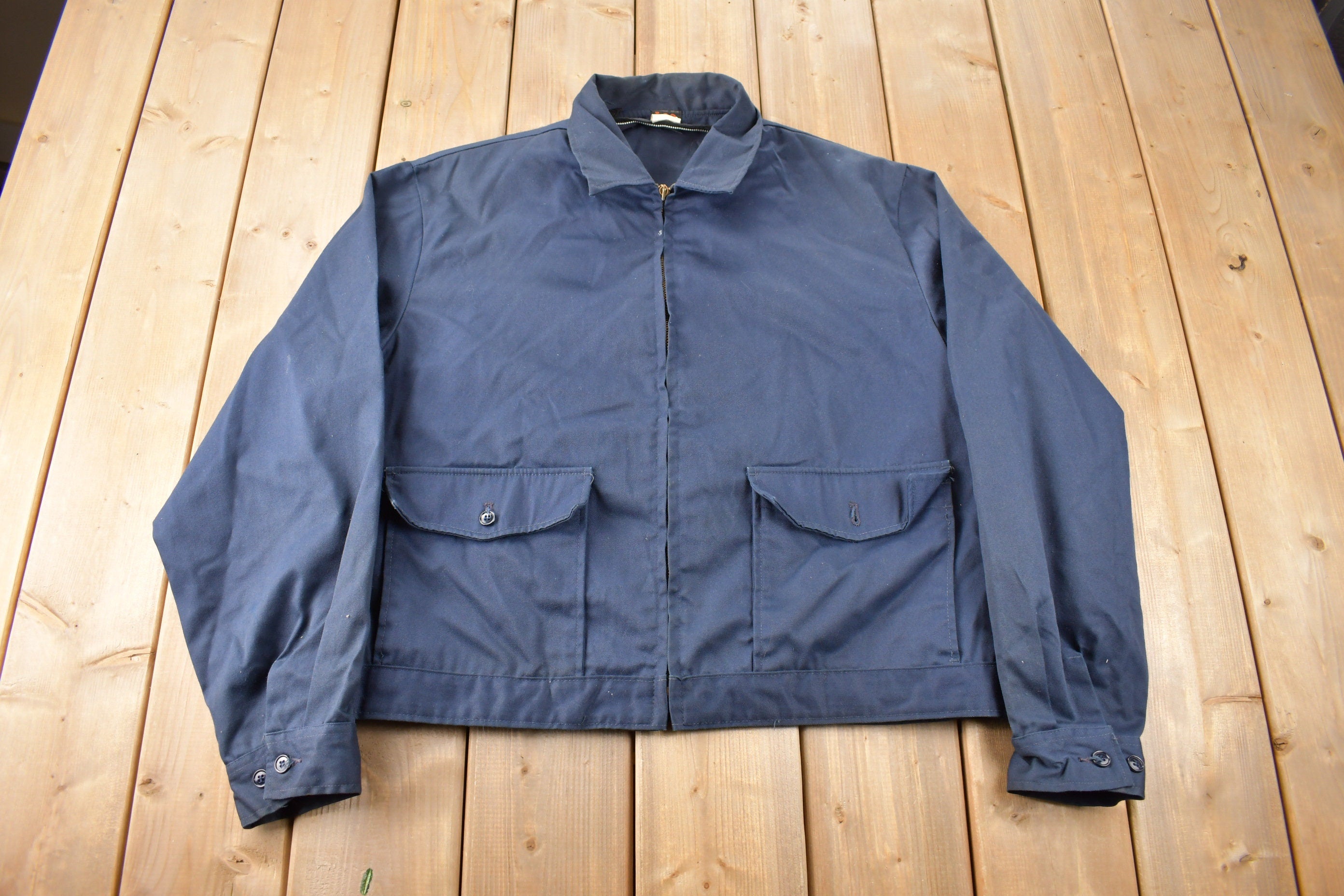 Vintage 1970s Lee Boxy Canvas Work Jacket Made In USA Size 48L