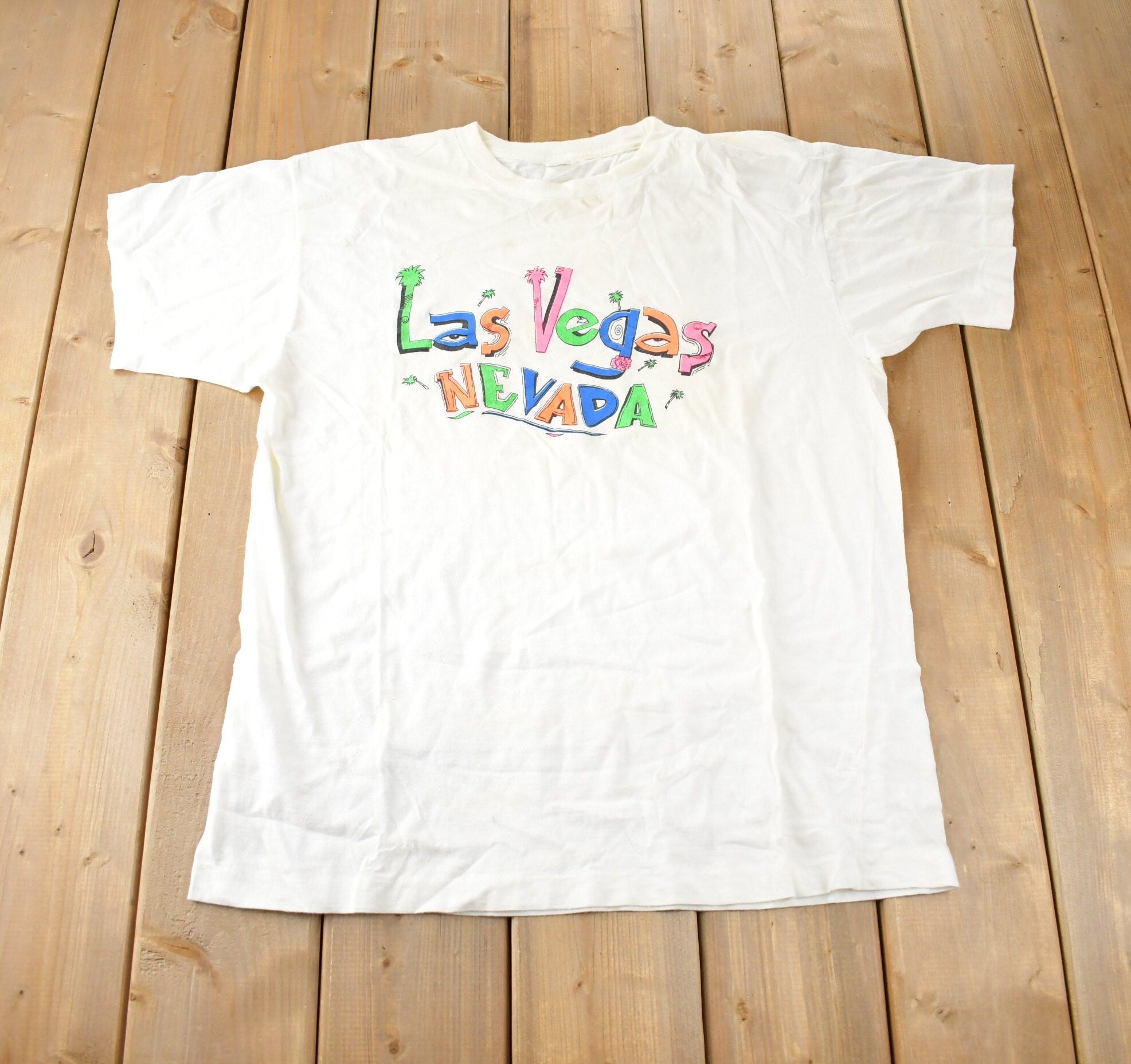 Vintage 1980s Las Vegas Souvenir Travel T Shirt Made In USA