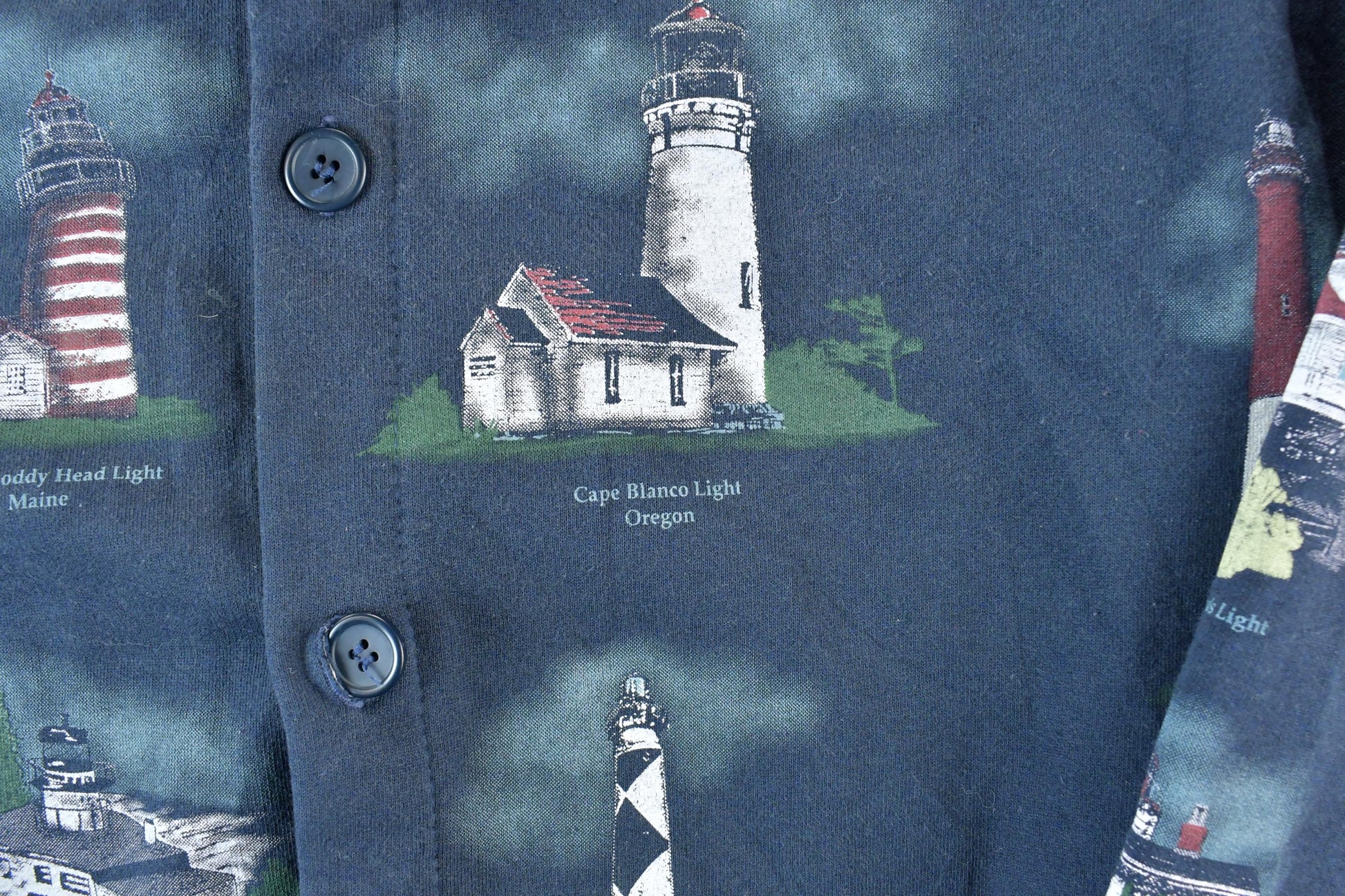 Vintage 1990s Art Unlimited AOP Lighthouses Crewneck Sweatshirt Made In USA Mens L
