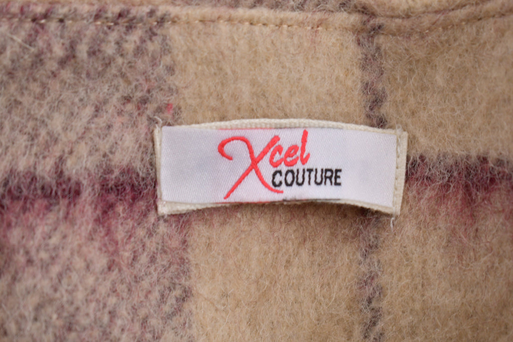 Vintage 1970s Xcel Couture Full Length Plaid Mohair Coat