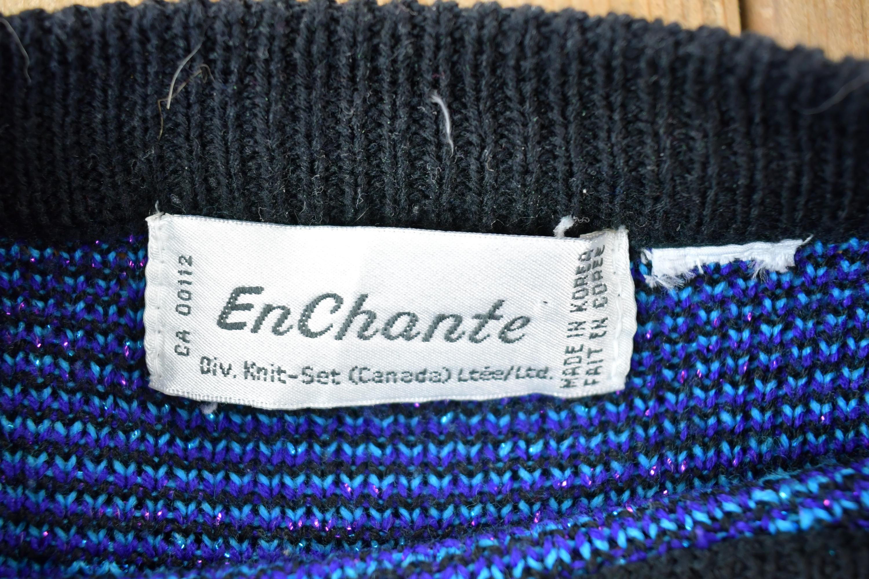 Vintage 1990s Enchante Fireworks Neon Sparkle Knit Crewneck Sweater  90s Crewneck  Made In USA  Preppy Knit