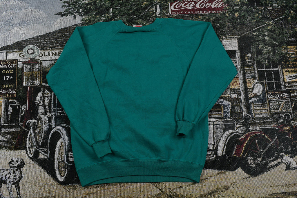 Vintage 1980s Santa Claus Christmas Sweater , Made In USA , 80s Holiday Crewneck , Winter Wear , Festive Graphic , Raglan Cut