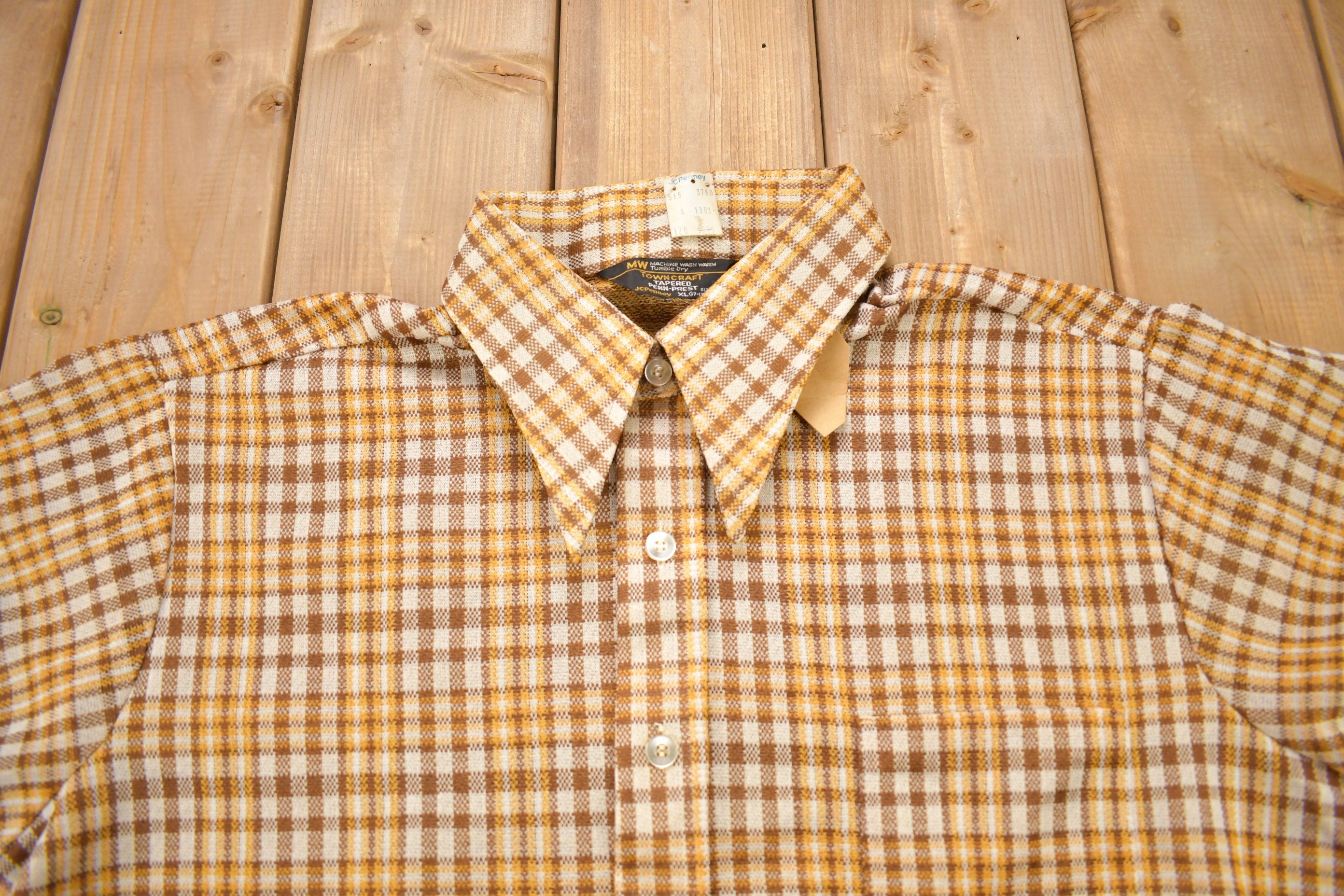 Vintage 1980s Deadstock Town Craft JC Penney Flannel Button Up Shirt