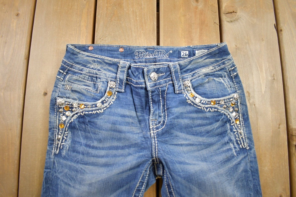 Vintage Y2K Miss Me Bedazzled Low Rise Jeans Size 26x31