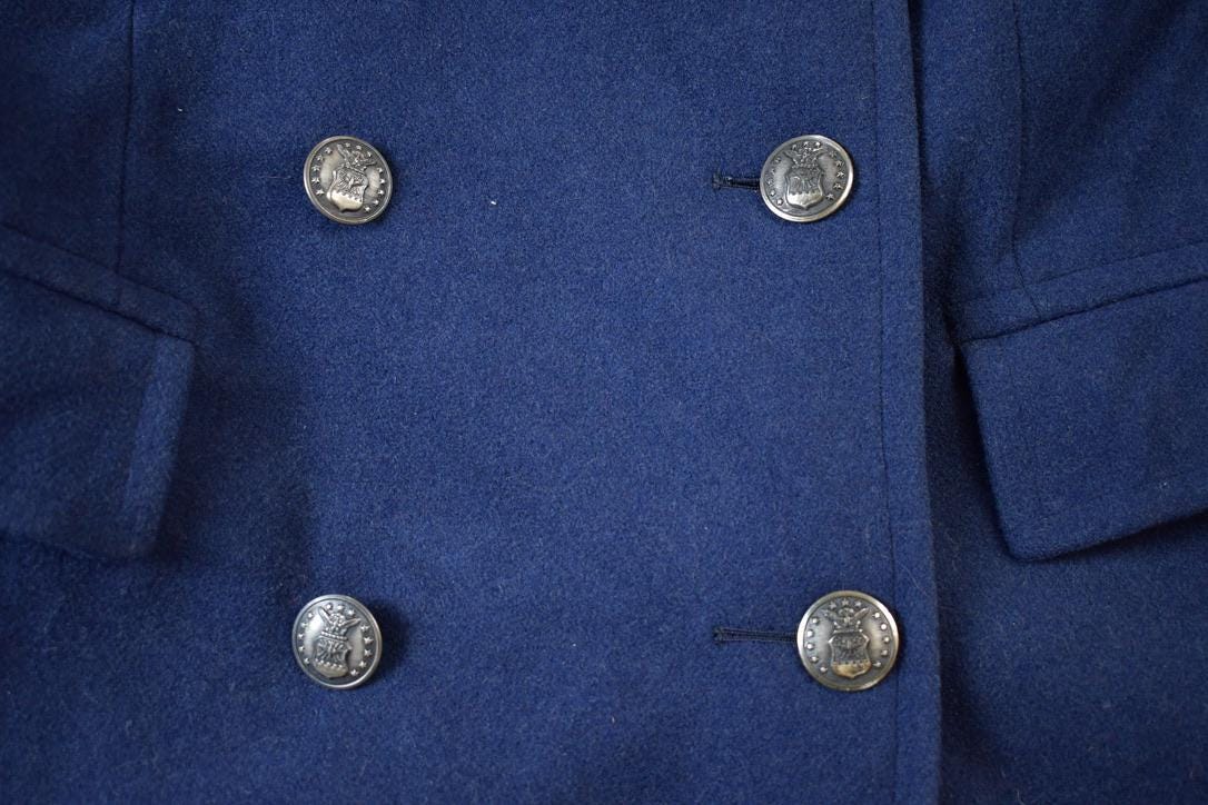 Vintage 1980s 100% Wool Double Breasted Military Overcoat