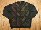 Vintage 1990s Tosani 3D Knitted Crewneck Sweater Vintage 90s Crewneck All Over Pattern  Made In Canada  Abstract Pattern