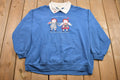 Vintage 1990s Cute Grandparent Embroidered Collared Sweater