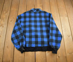 Vintage 1980s St. Johns Bay Blue Buffalo Plaid Fleece Sweater Made In Canada