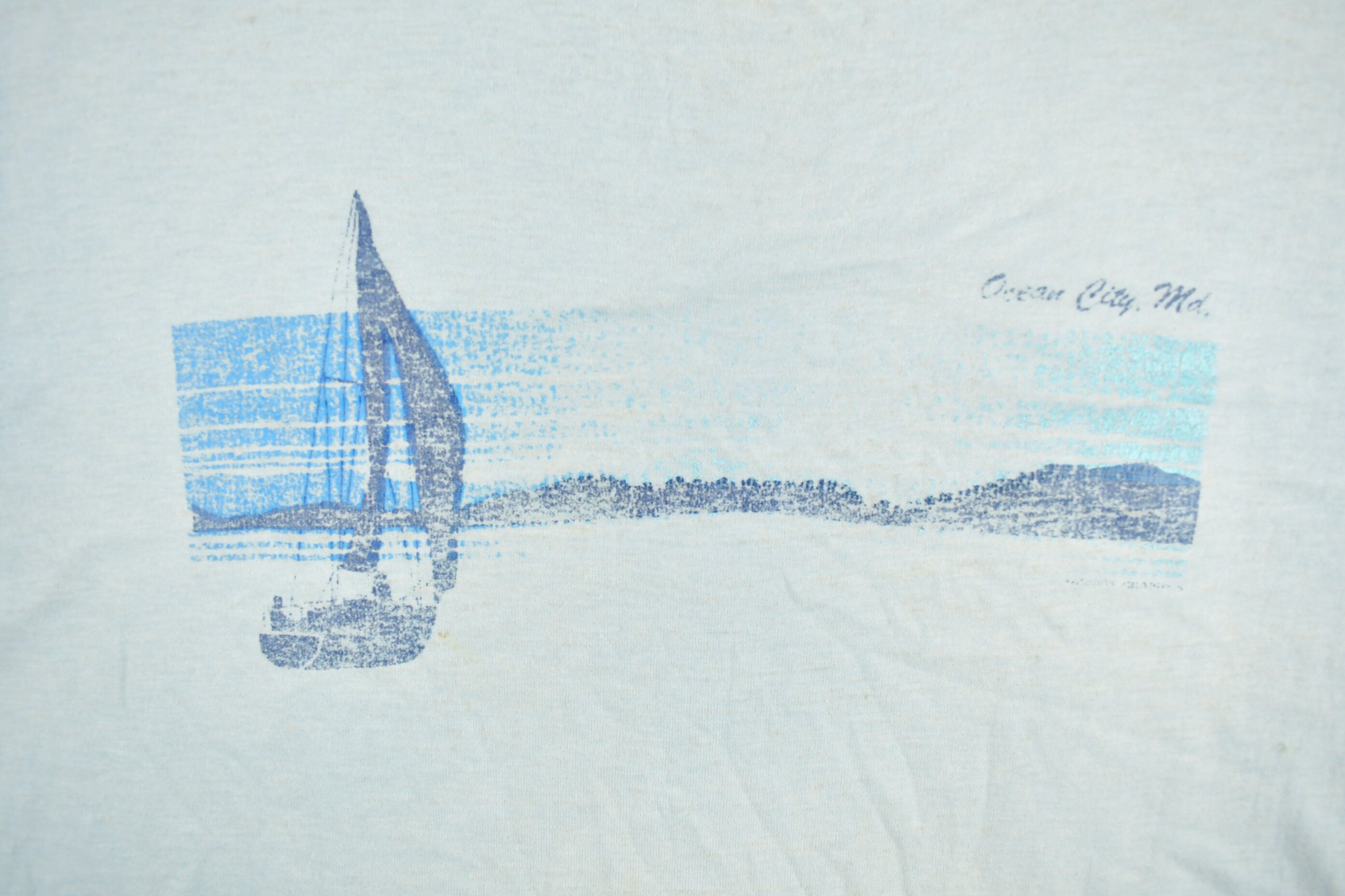 Vintage 1980s Blue Florida Sailing Souvenir T Shirt Streetwear