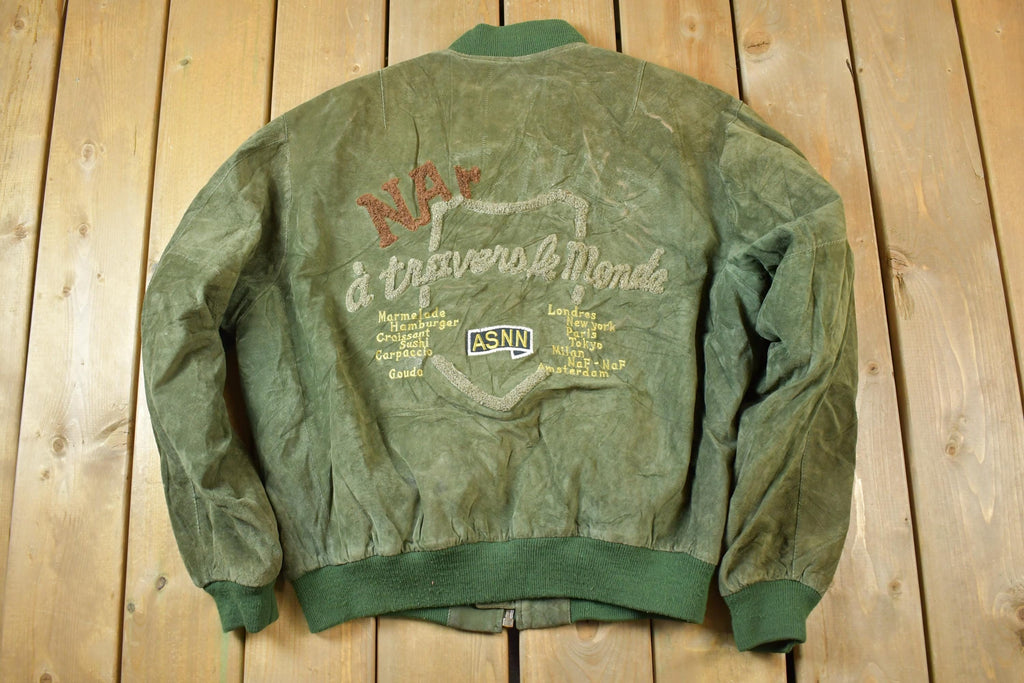 Vintage 1990s NAF Leather Bomber Jacket Made In USA
