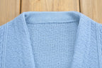 Vintage 1970s Blue Knitted Cardigan Sweater /