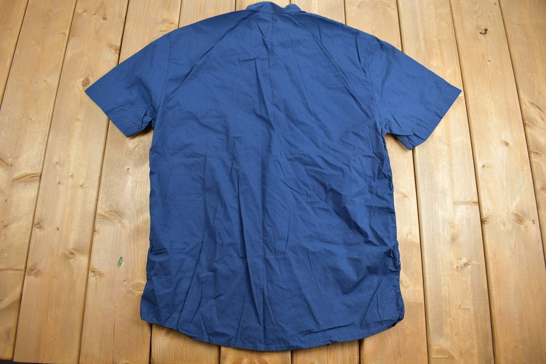 Vintage 1990s Mandarin Collar Button Up Short Sleeve Shirt