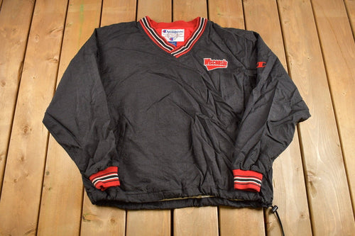 Vintage 1990s Champion Wisconsin Logo Windbreaker Jacket / 90s Champion / Athletic Spring Summer Sportswear / Streetwear / Athleisure / NCAA