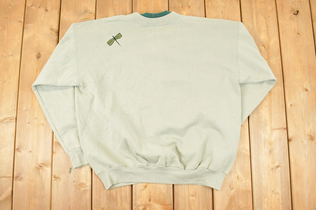 Vintage 1990s Cute Frog Embroidered Double Collar Crew Neck Sweatshirt Men's L
