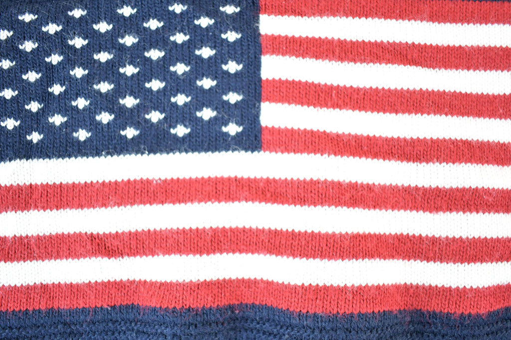 Vintage 1990s David Taylor American Flag Knit Crewneck Sweater Mens XL