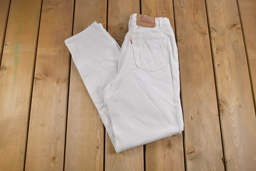 Vintage 1980s Levi's 501 Red Tab White Denim Jeans Size 26 x 29