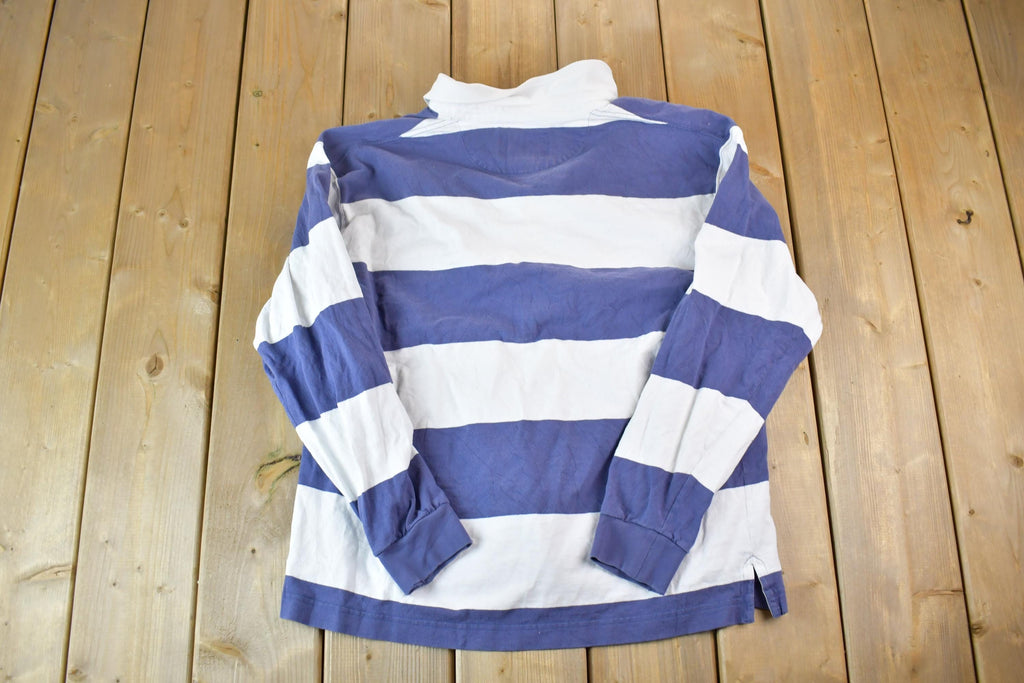 Vintage 1990s Lands End Collared Quarter Button Up Rugby Shirt