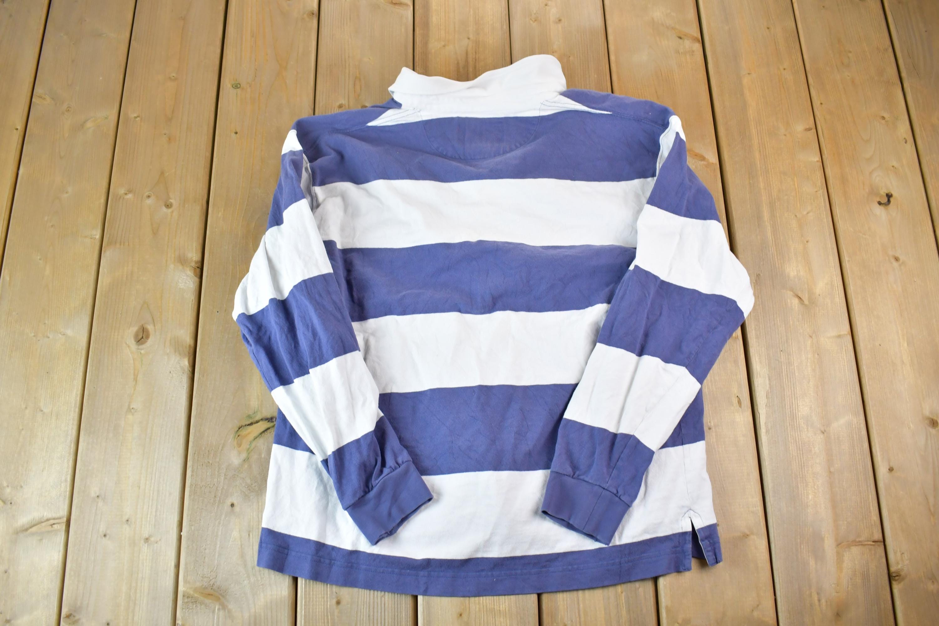 Vintage 1990s Lands End Collared Quarter Button Up Rugby Shirt