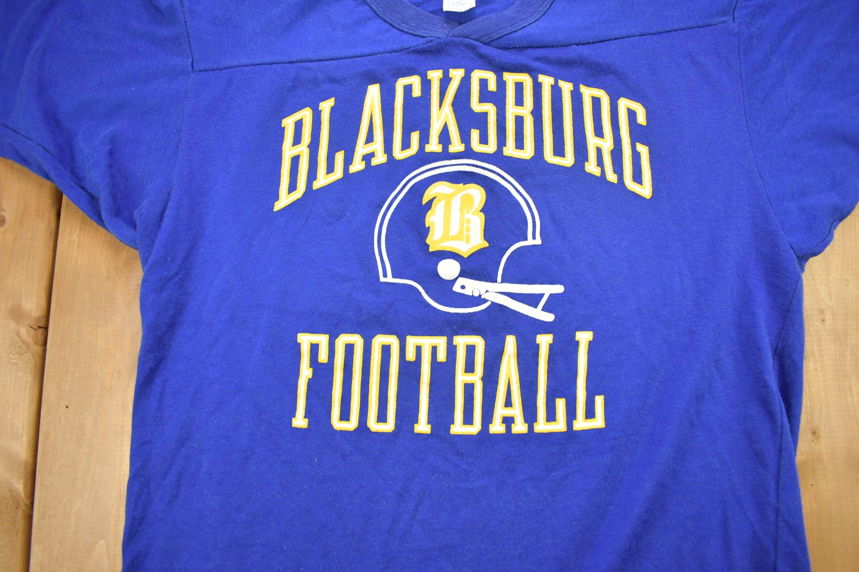 Vintage 1980s Blacksburg Football Jersey Style Champion T Shirt