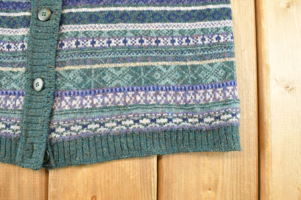 Vintage 1990s LL Bean Outdoorsman Wool Knit Vest Mens S / Abstract Pattern 3D / 90s Knitted Top