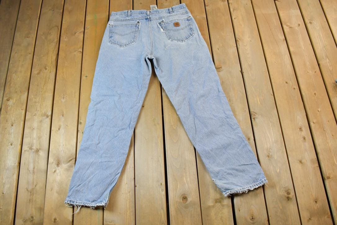 Vintage 1990s Carhartt Lined Denim Work Pants Size 36 x 34