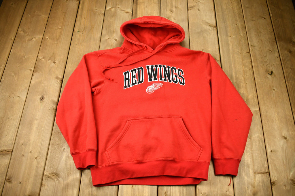 Vintage 1990s Detroit Red Wings NGL Embroidered Graphic Hoodie  90s Hoodie  Vintage Hockey  Patchwork  Red Wings Fan Apparel