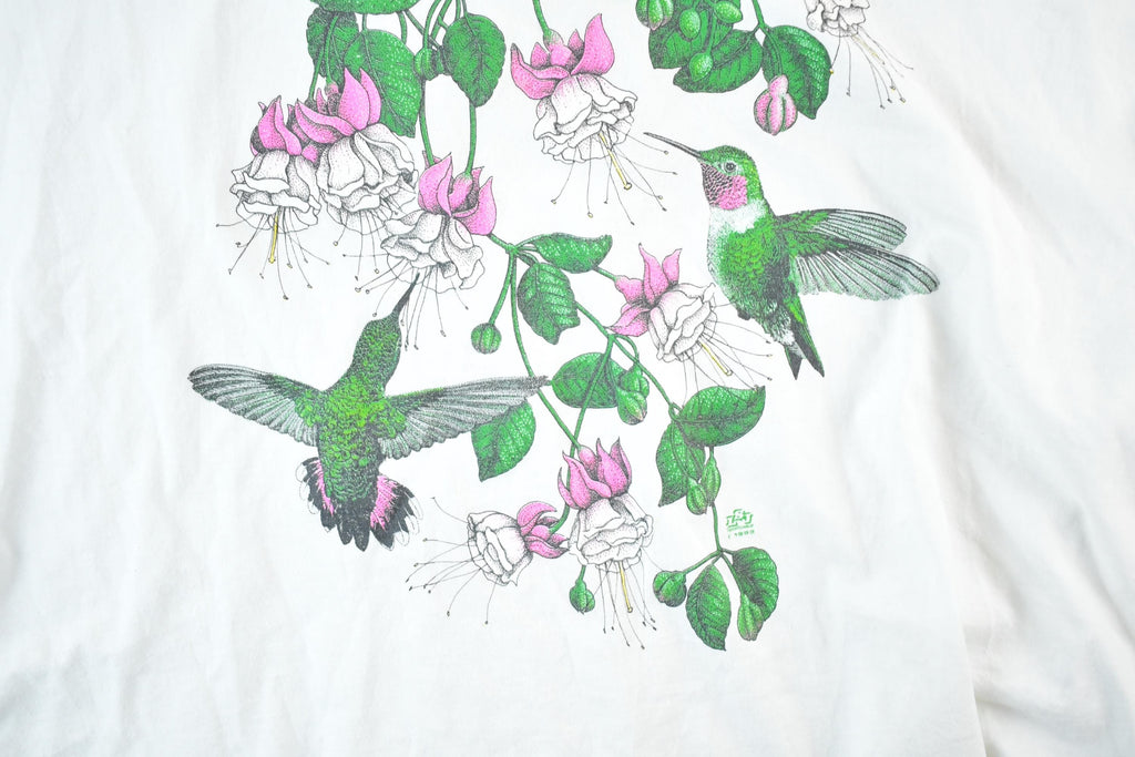Vintage 1990s Cotton Grove Hummingbird Floral Souvenir T-Shirt Womens XXL