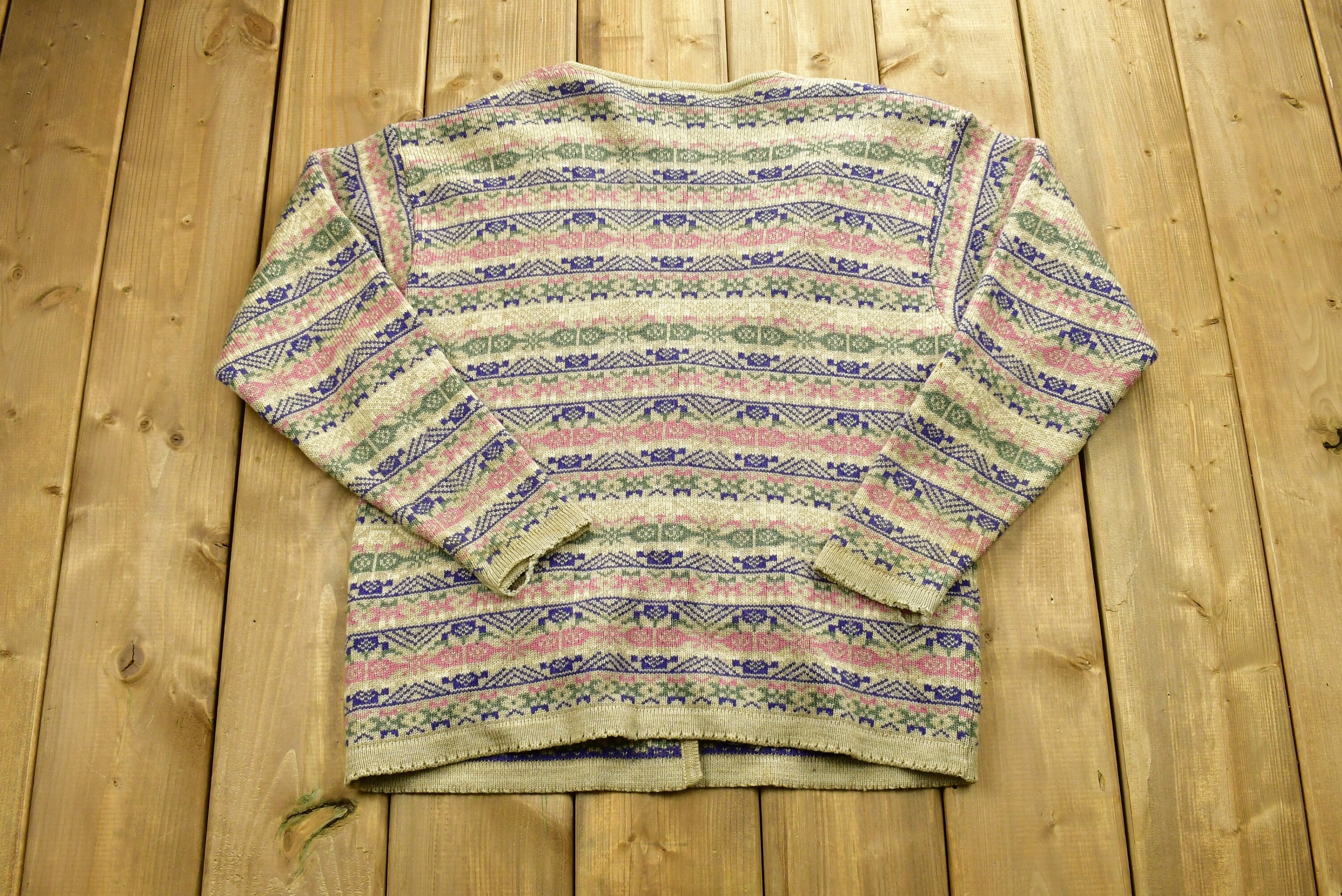 Vintage 90's Colorful Knitted Cardigan Sweater