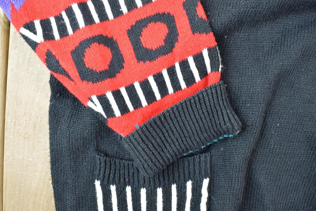 Vintage 1990s Knit Abstract Pattern Turtleneck Sweater