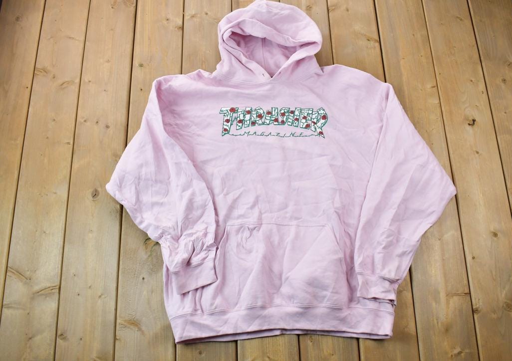 Vintage 1990s Thrasher Roses Skateboarding Graphic Hoodie
