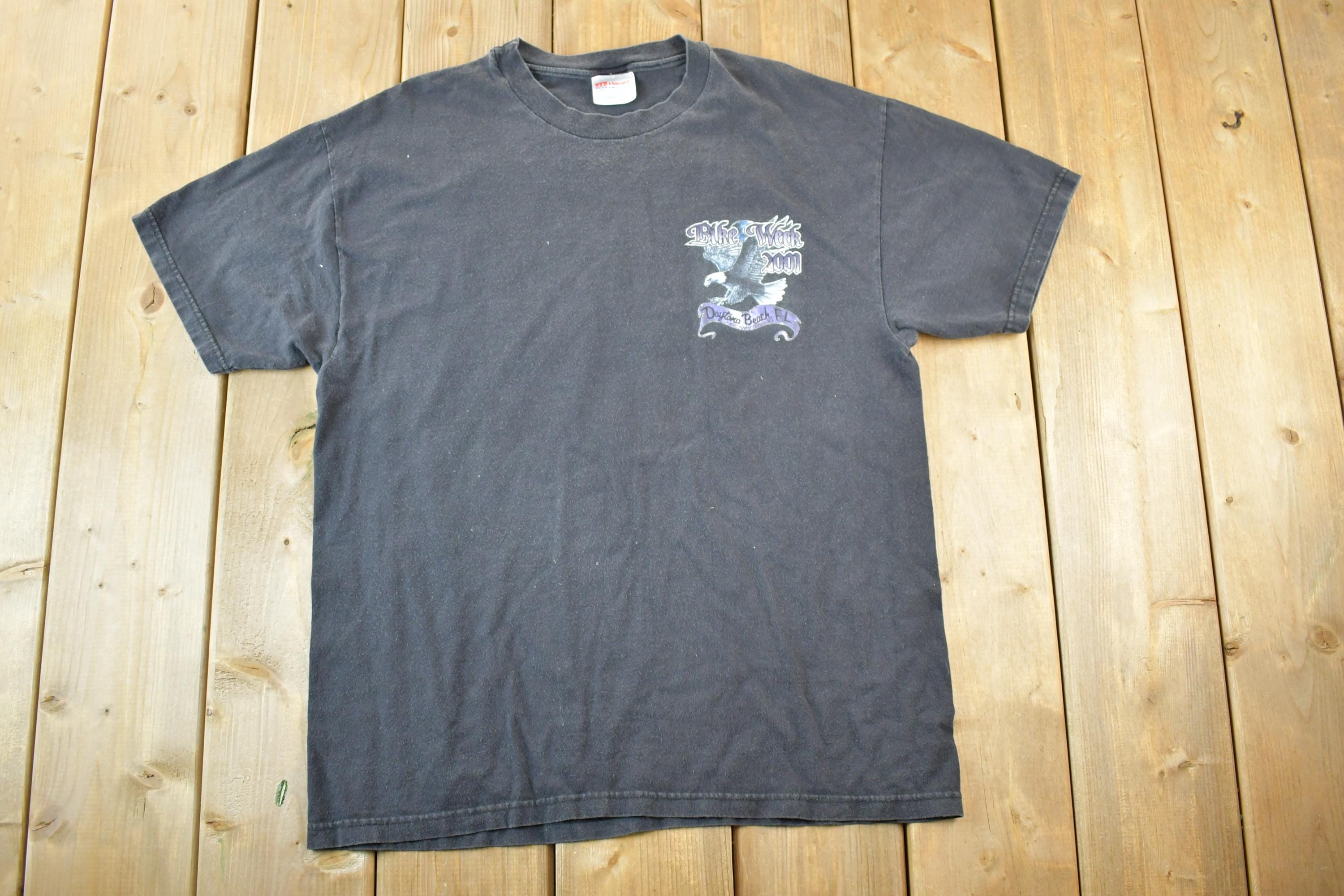 Vintage 2001 Daytona Beach Bike Week FAB Eagle Souvenir Single Stitch Graphic Print T-Shirt Made In