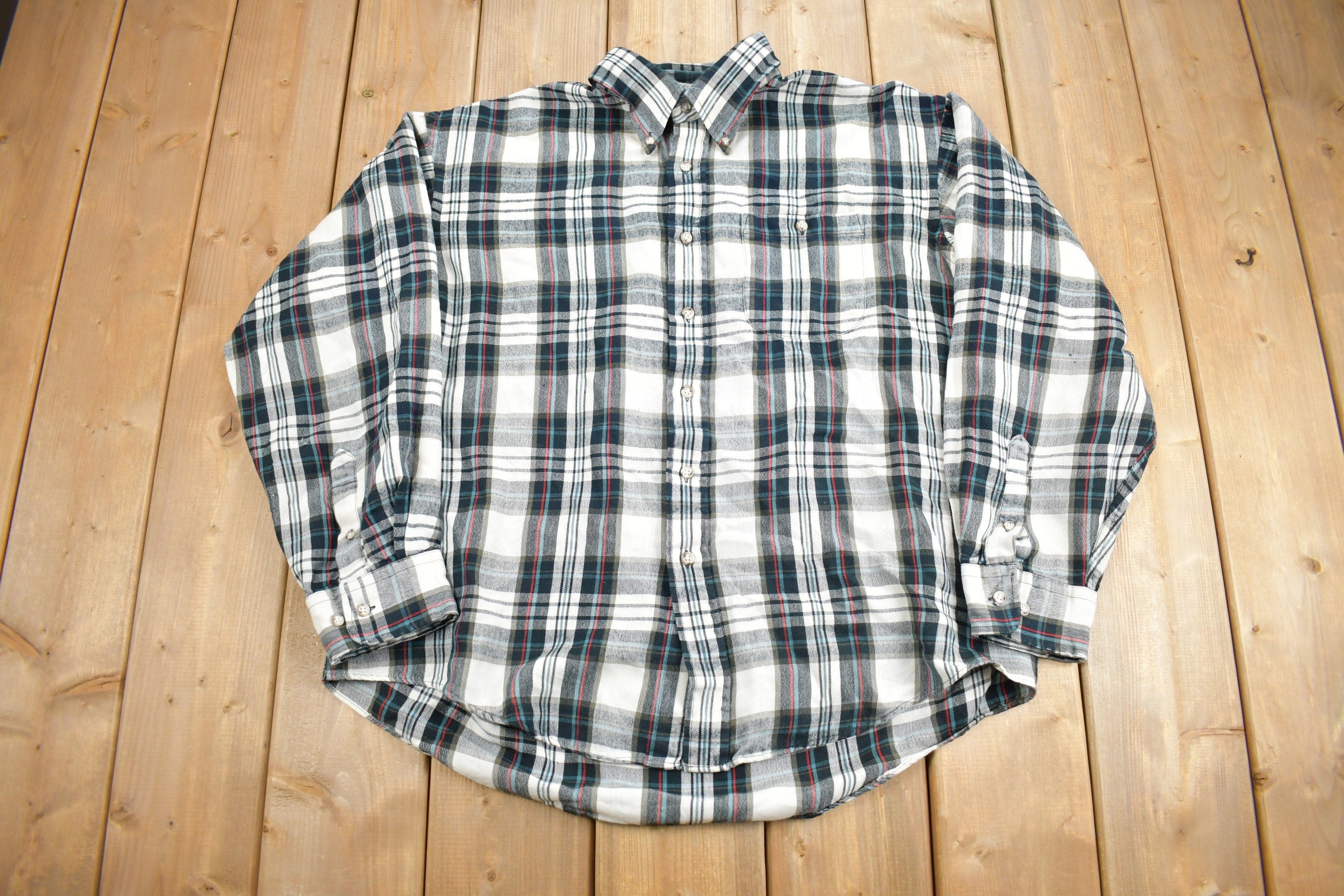 Vintage 1990s Donnelly's Plaid Flannel Button Up Shirt  1990s Button Up  Vintage Flannel  Plaid Shirt  Button Down