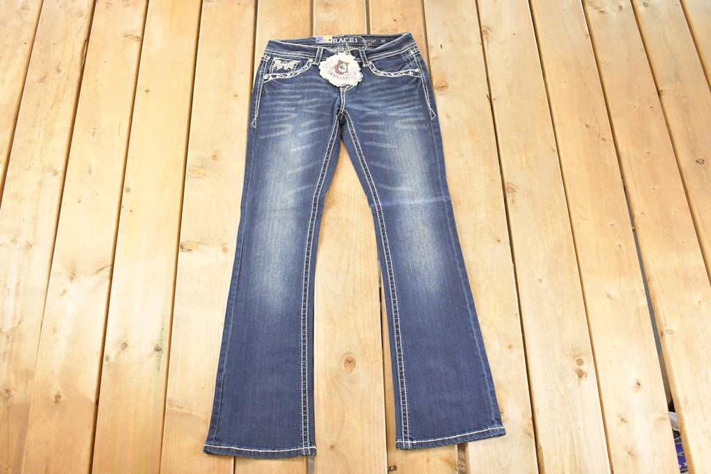 Vintage Deadstock Y2K Grace In LA Bedazzled Bootcut Low Rise Jeans Women's Size 27 x 30
