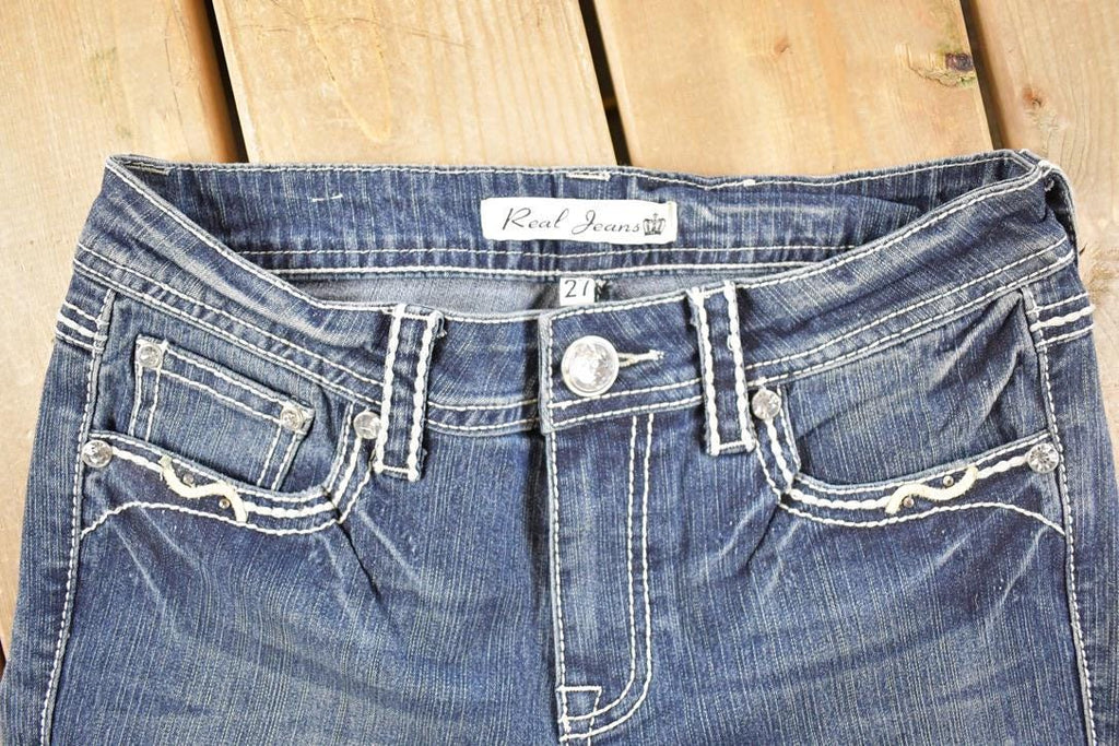 Vintage Deadstock Y2K Real Jeans Bedazzled Low Rise Jeans Women's Size 27 x 32