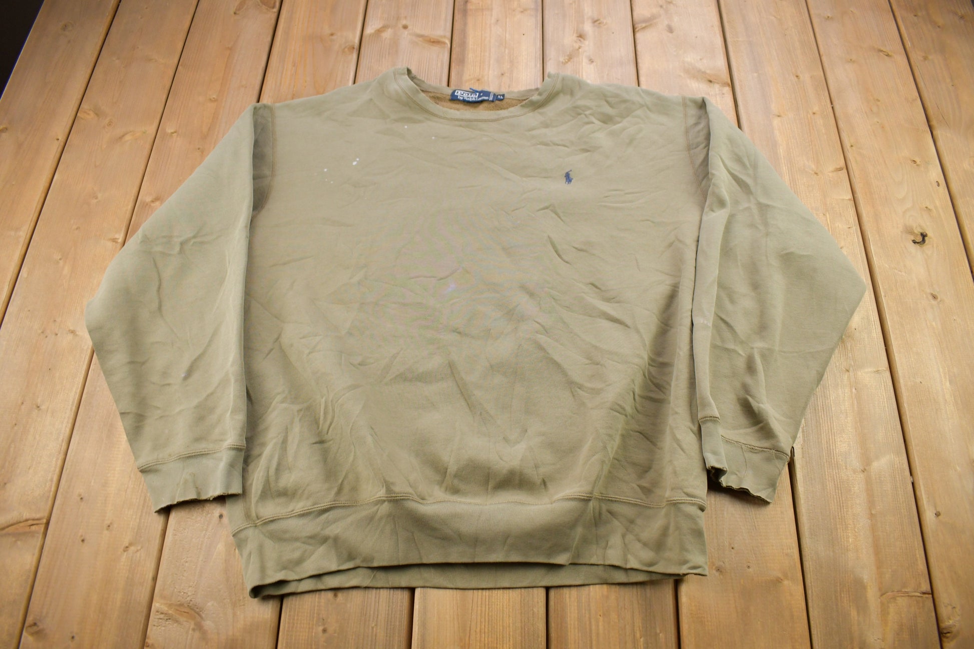 Vintage 1990s Ralph Lauren Small Pony Olive Crewneck Sweatshirt