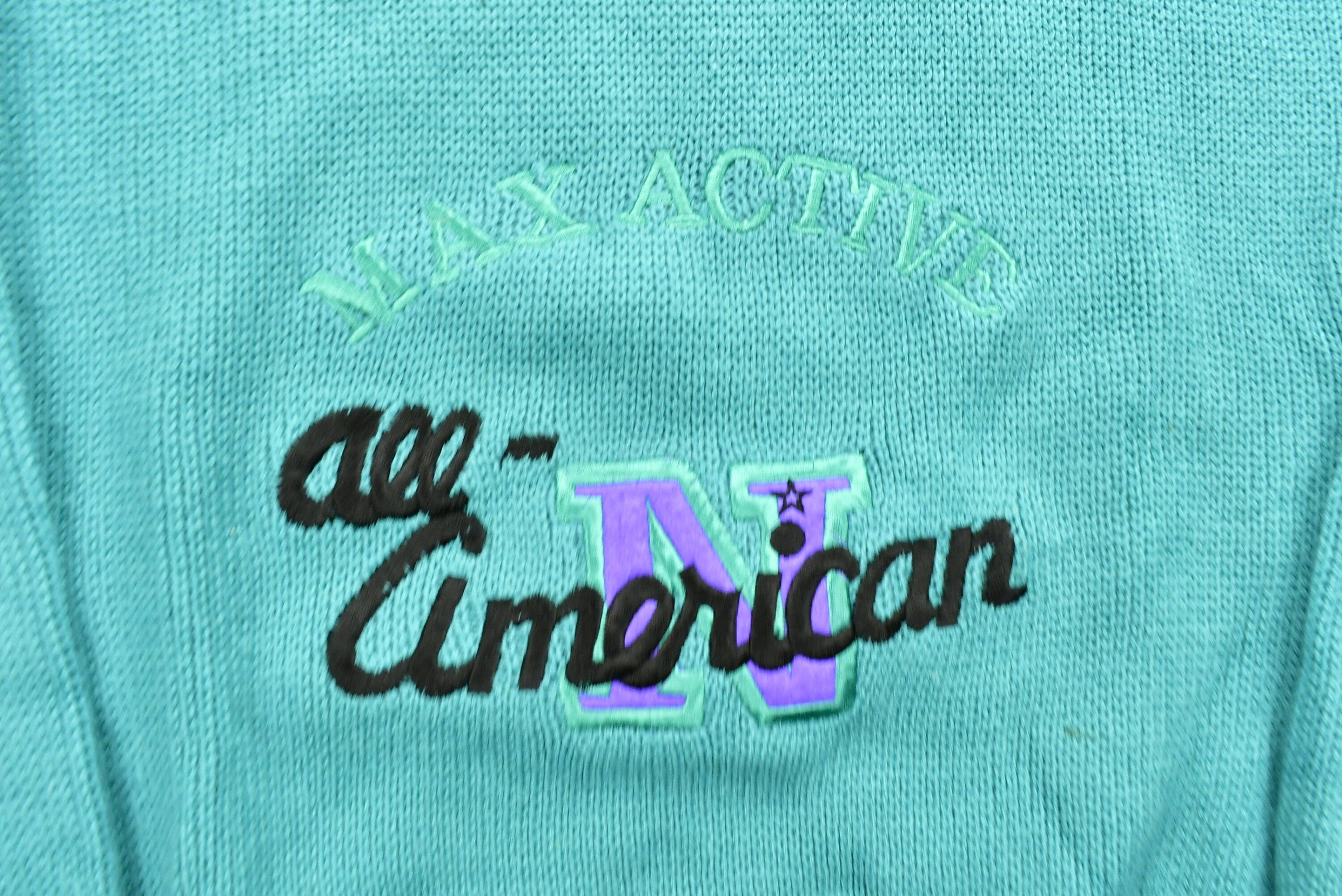 Vintage 90's Max Active All-American Knitted Youth Sweater Vintage 90s Crewneck