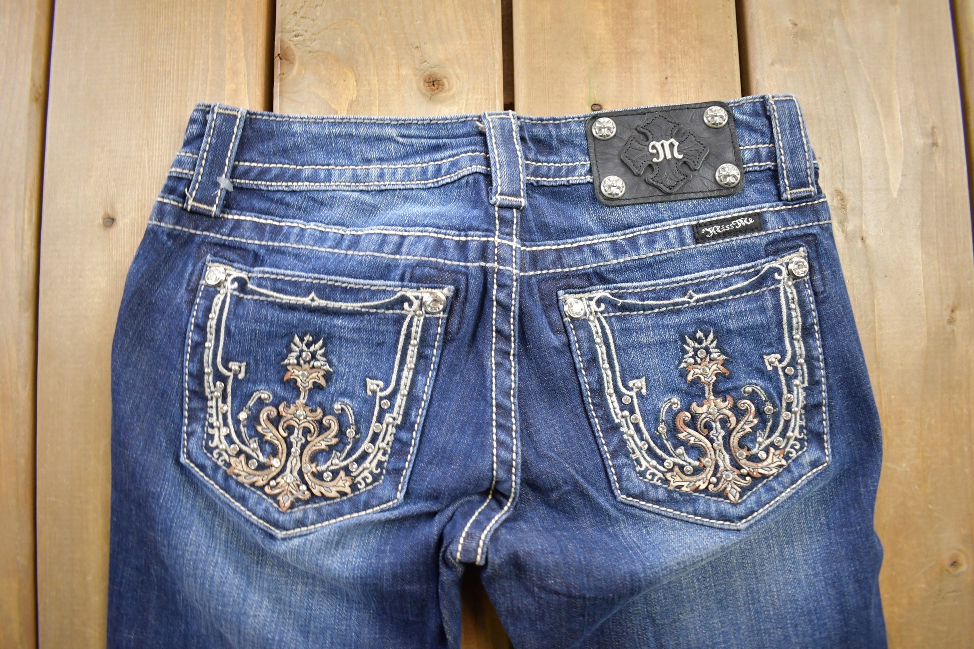 Vintage Y2K Miss Me Bedazzled Low Rise Jeans Size 26x34